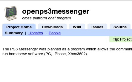 OpenPS3Messenger project page