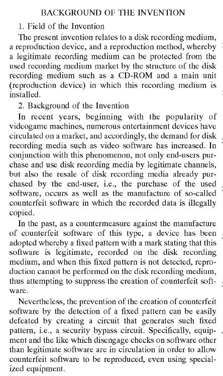 Sony anti-used game patent document